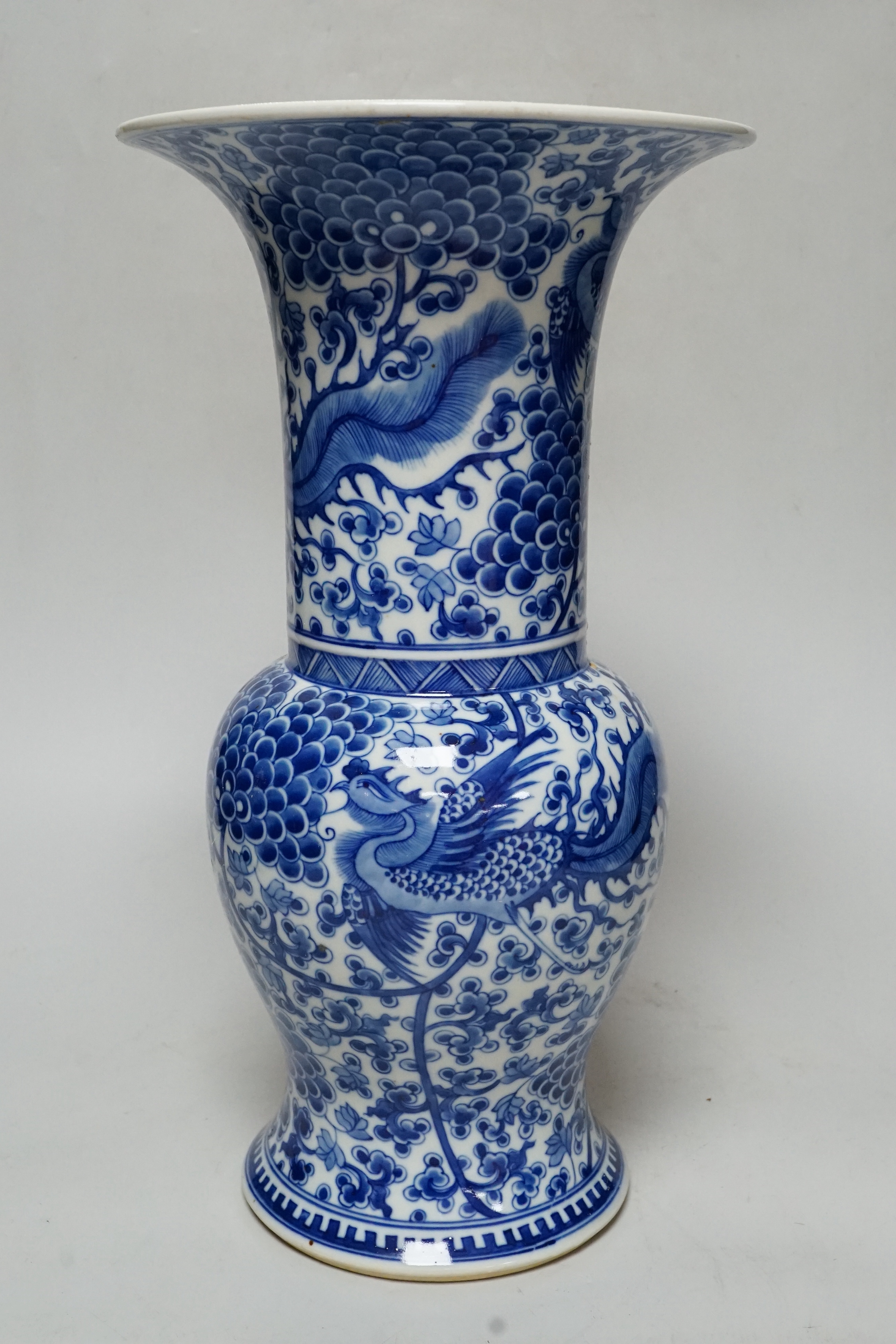 A Chinese blue and white ‘bird’ vase, 36cm tall